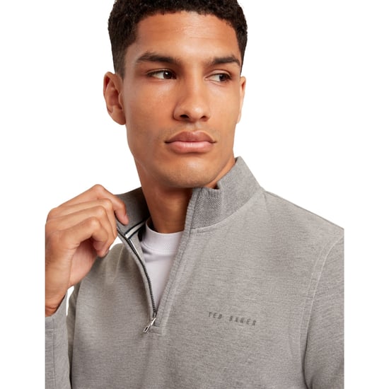 Suéter de media cremallera gris medio con ribete de panal Crabtre de Ted Baker - Image 3