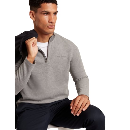 Suéter de media cremallera gris medio con ribete de panal Crabtre de Ted Baker - Image 6