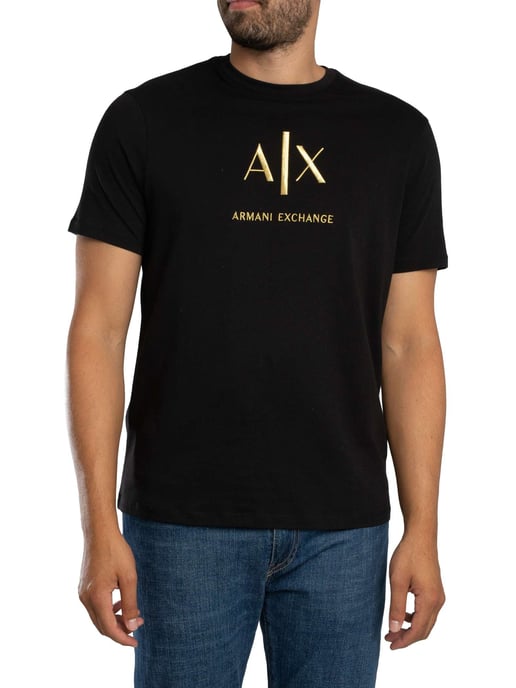 Armani Exchange Camiseta Gráfica Delgada, Negro - Image 1