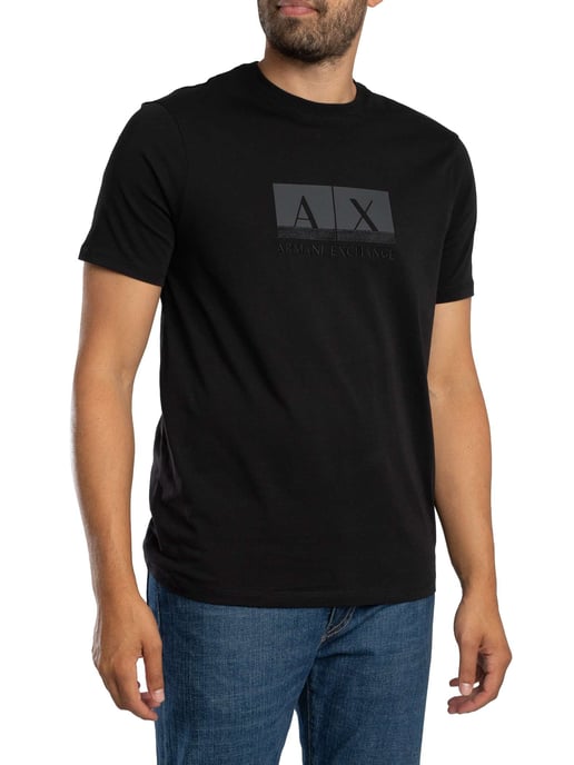 Armani Exchange Camiseta Gráfica Delgada, Negro - Image 1