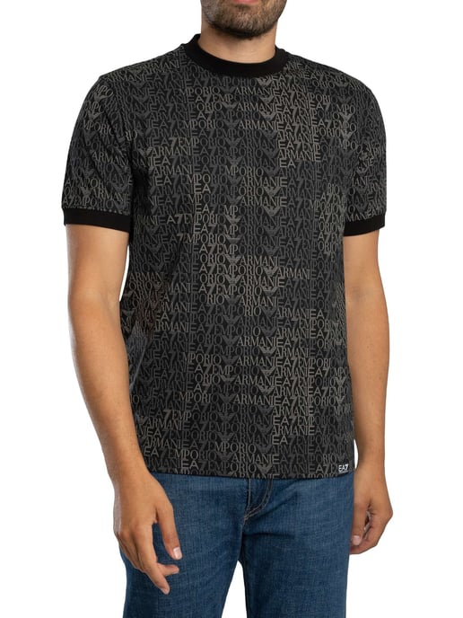 EA7 Camiseta Con Estampado De Marca Regular, Negro - Image 2