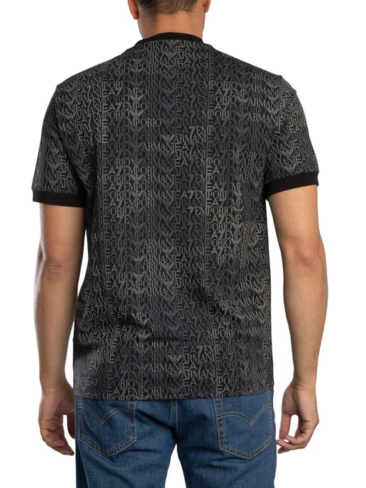 EA7 Camiseta Con Estampado De Marca Regular, Negro - Image 3