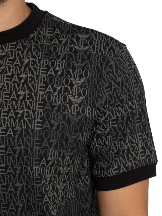EA7 Camiseta Con Estampado De Marca Regular, Negro - Image 4