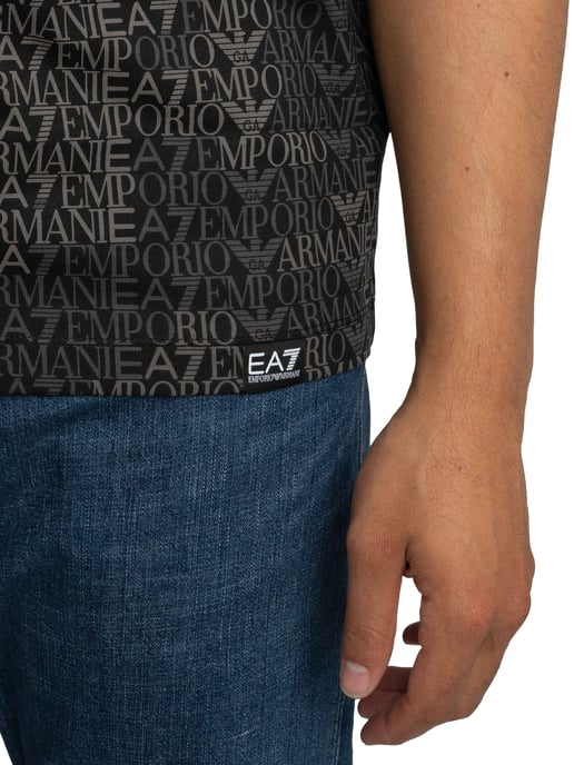 EA7 Camiseta Con Estampado De Marca Regular, Negro - Image 5