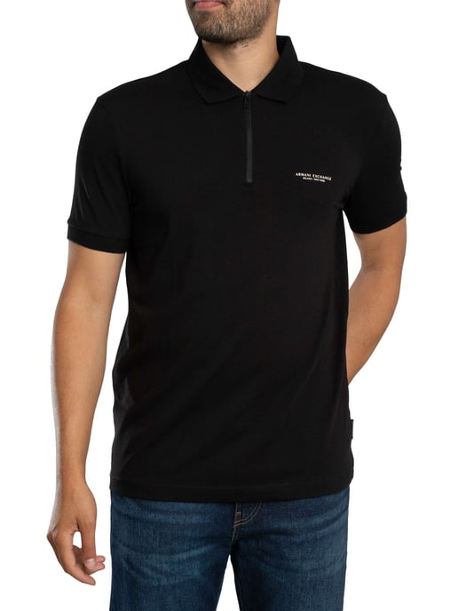Armani Exchange Polo Slim Logo Con Cremallera, Negro - Image 2