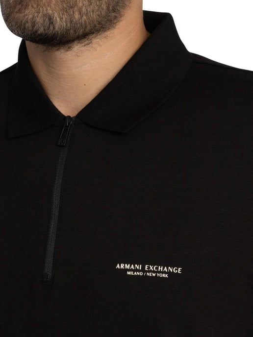 Armani Exchange Polo Slim Logo Con Cremallera, Negro - Image 4