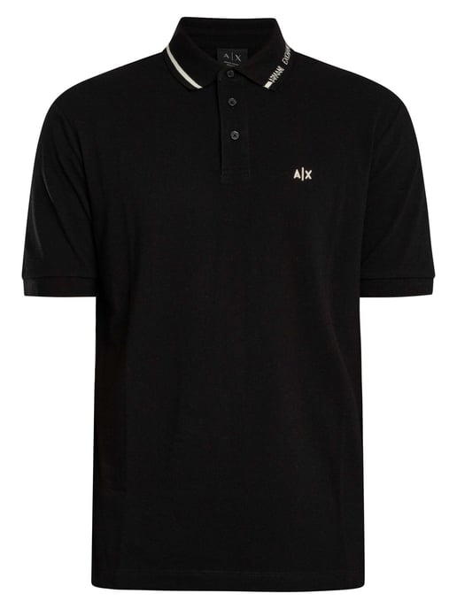 Armani Exchange Polo Con Cuello Ribeteado, Negro - Image 6