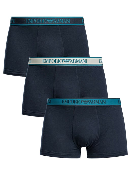 Emporio Armani Pack De 3 Baãºles Elásticos De Algodón, Azul - Image 1