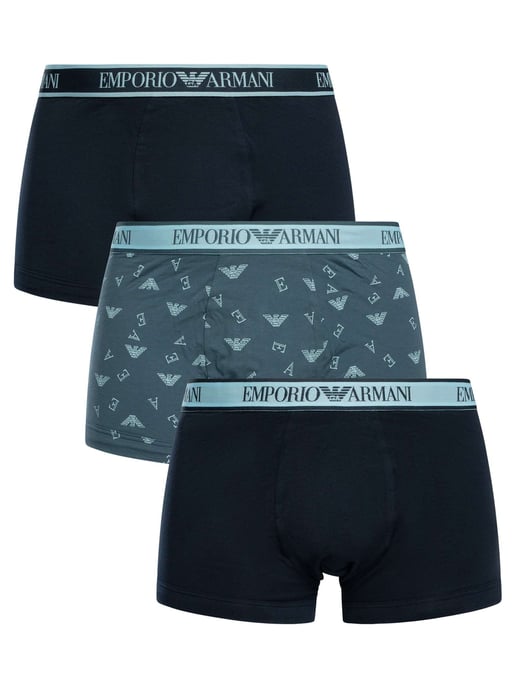 Emporio Armani 3 Pack Trunks, Azul - Image 1