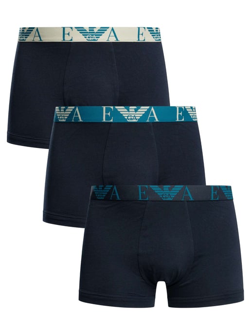 Emporio Armani 3 Pack Trunks, Azul - Image 1