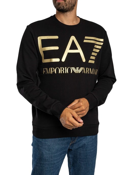EA7 Sudadera Con Estampado De Logo Grande, Negro - Image 2