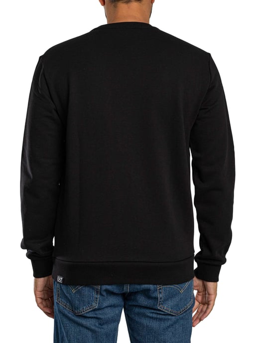 EA7 Sudadera Con Estampado De Logo Grande, Negro - Image 3