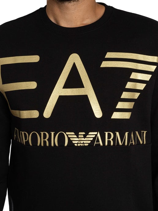 EA7 Sudadera Con Estampado De Logo Grande, Negro - Image 4
