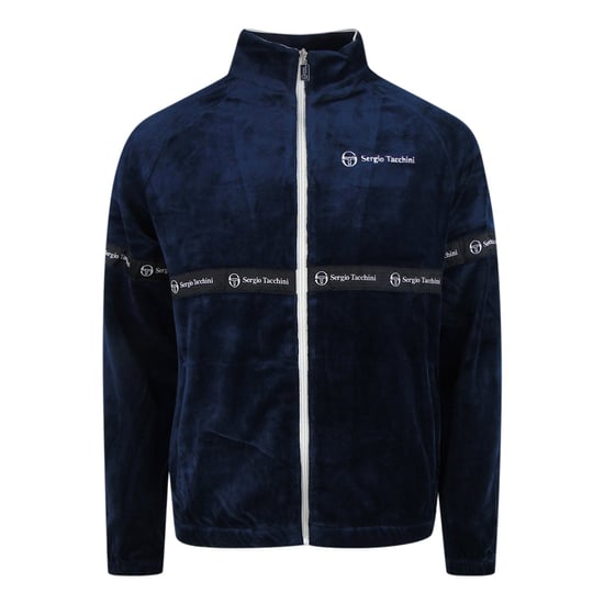 Chaqueta Deportiva De Terciopelo Azul Marino De Sergio Tachini - Image 1