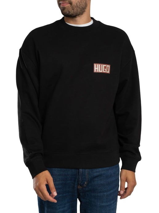 HUGO Sudadera Durec Con Estampado En La Espalda, Negro - Image 1