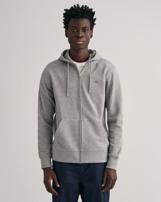 GANT Mens Regular Fit Shield Logo Full Zip Hoodie - Image 1