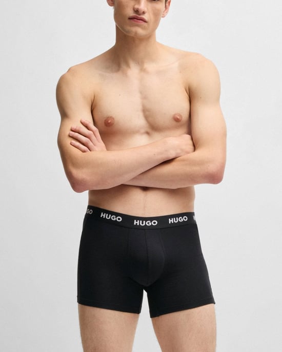 HUGO Mens Three-Pack of Stretch-Cotton Boxer Briefs with Logo Waistbands NOS - Image 2