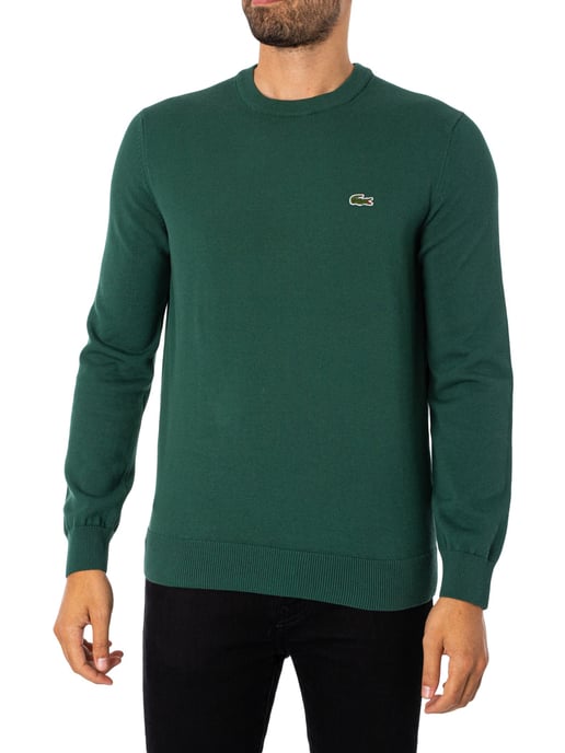 Lacoste Jersey De Cuello Redondo De Algodón Orgánico, Verde - Image 1