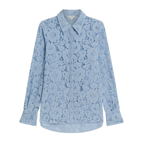 Camisa Azul De Encaje Largo Gennoa De Ted Baker - Image 1