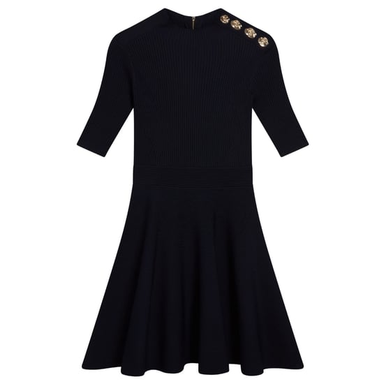 Vestido Azul Marino De Punto Acanalado Lilano De Ted Baker Con Detalle De Botones - Image 1