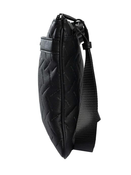 Armani Exchange Bolso De Mensajero De Marca Incorporada, Negro - Image 3