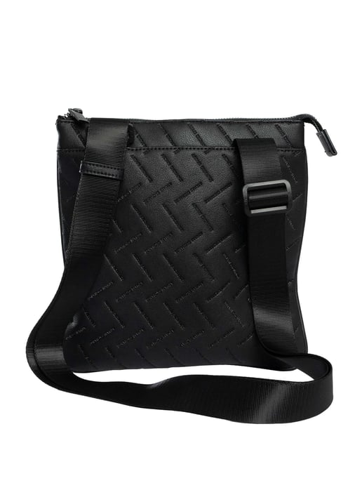 Armani Exchange Bolso De Mensajero De Marca Incorporada, Negro - Image 4