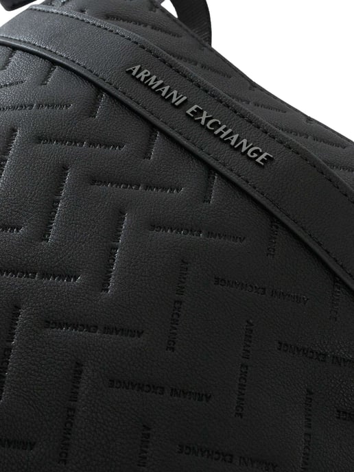 Armani Exchange Bolso De Mensajero De Marca Incorporada, Negro - Image 6