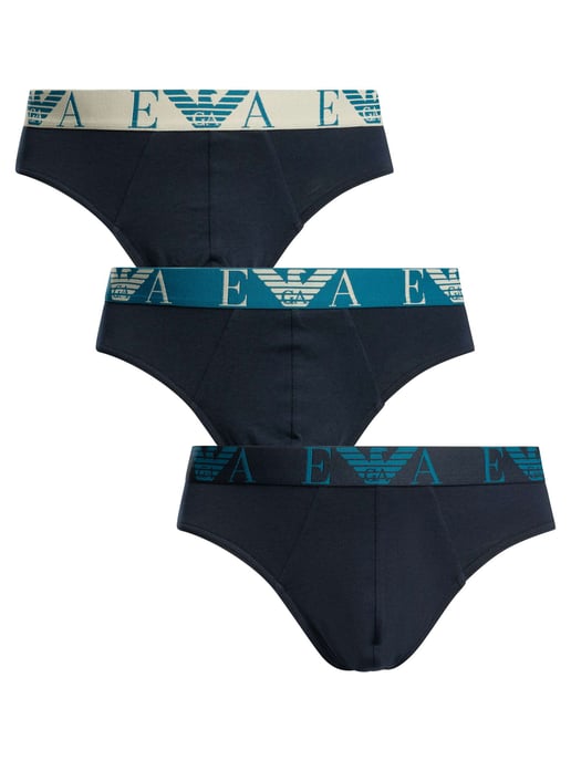 Emporio Armani 3 Pack Briefs, Azul - Image 1