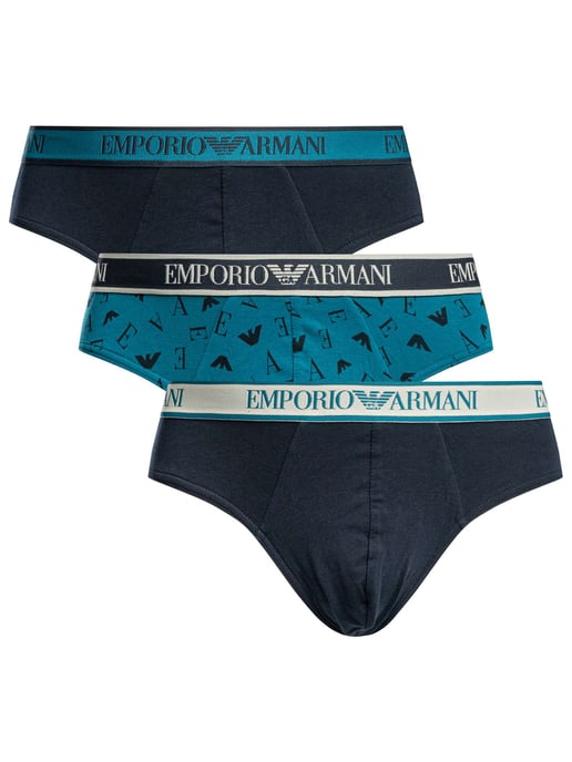 Emporio Armani Pack De 3 Calzoncillos De Algodón Elásticos, Azul - Image 1