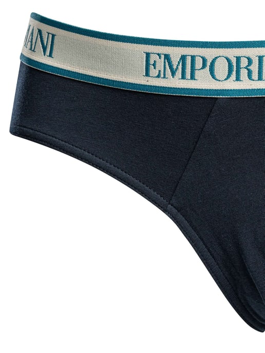 Emporio Armani Pack De 3 Calzoncillos De Algodón Elásticos, Azul - Image 3
