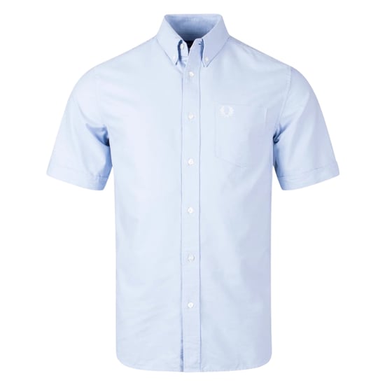 Camisa Oxford De Manga Corta Color Gris Claro De Fred Perry - Image 1