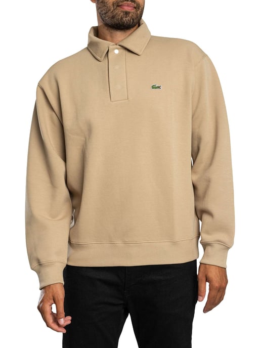 Lacoste Polo De Manga Larga Con Logotipo, Beige - Image 1
