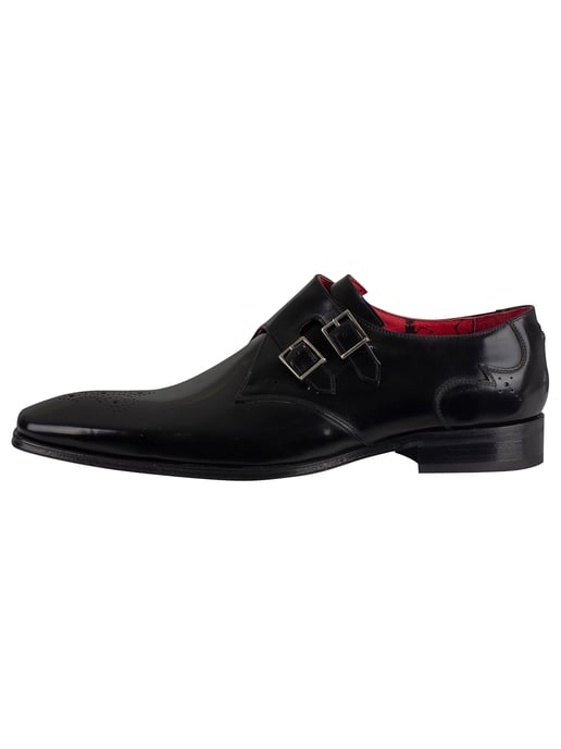 Jeffery West Zapatos De Cuero Con Hebilla Pulida, Negro - Image 2