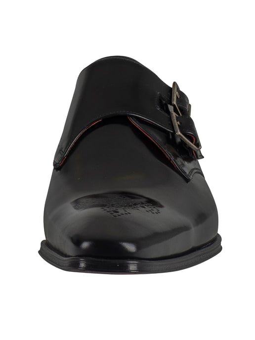 Jeffery West Zapatos De Cuero Con Hebilla Pulida, Negro - Image 4