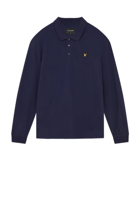 Polo de manga larga azul marino con logo en el pecho de Lyle & Scott - Image 1