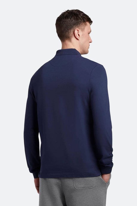 Polo de manga larga azul marino con logo en el pecho de Lyle & Scott - Image 4