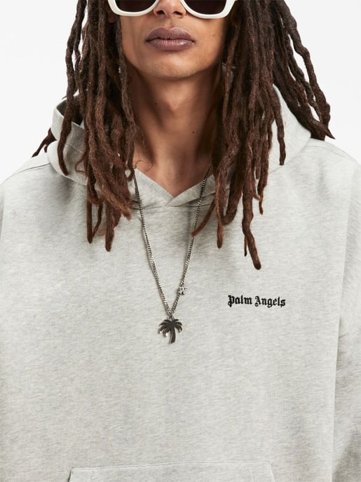 Sudadera con capucha y logo bordado en gris de Palm Angels - Image 5