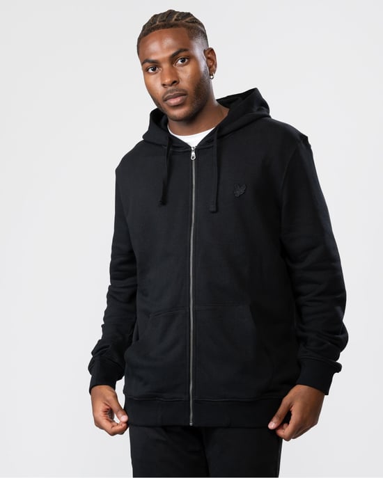 Sudadera Con Capucha Y Cremallera En Negro Azabache Con Águila Tonal De Lyle & Scott - Image 1