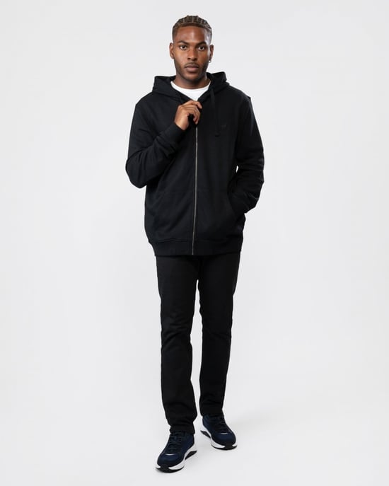 Sudadera Con Capucha Y Cremallera En Negro Azabache Con Águila Tonal De Lyle & Scott - Image 3