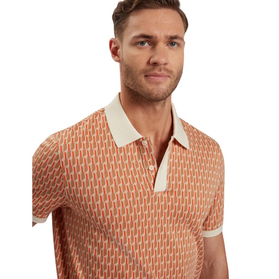 Polo Ted Baker Hamishs Jacquard Stripe Geo Camel - Image 3