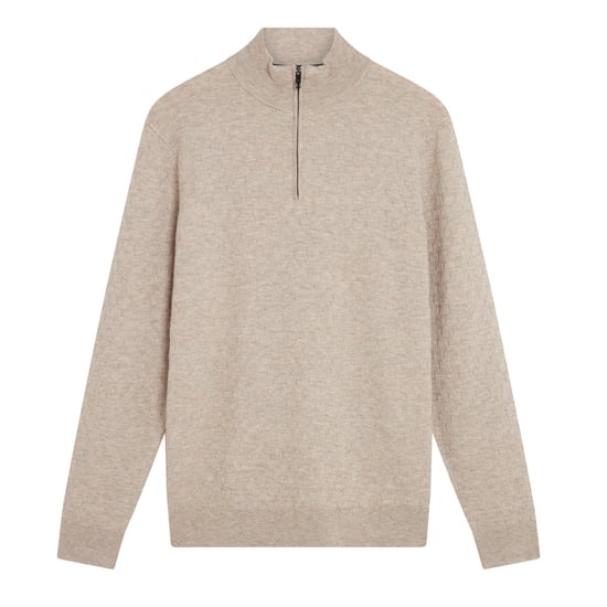 Jersey De Punto T-stitch Color Camel Con Media Cremallera De Ted Baker Kurnle - Image 1