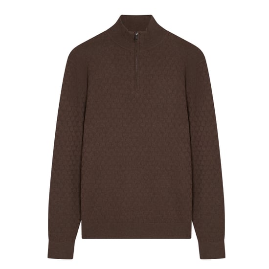 Jersey Marrón De Punto Con Media Cremallera Y Costura En T Kurnle De Ted Baker - Image 1