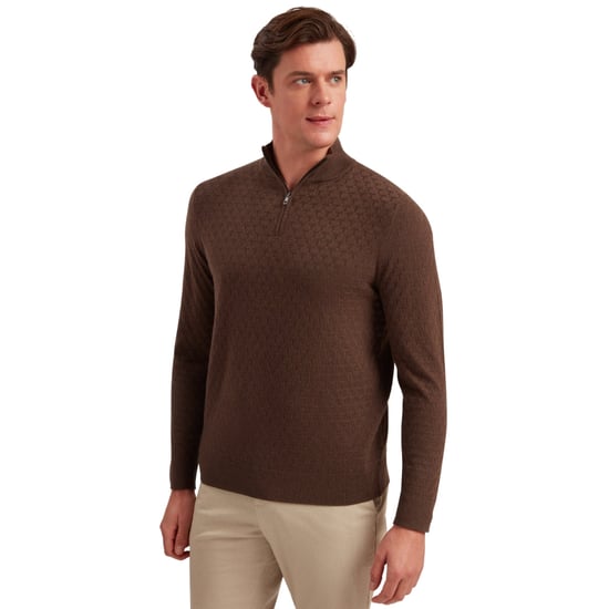 Jersey Marrón De Punto Con Media Cremallera Y Costura En T Kurnle De Ted Baker - Image 4