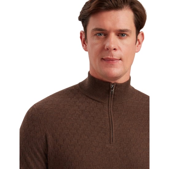 Jersey Marrón De Punto Con Media Cremallera Y Costura En T Kurnle De Ted Baker - Image 5