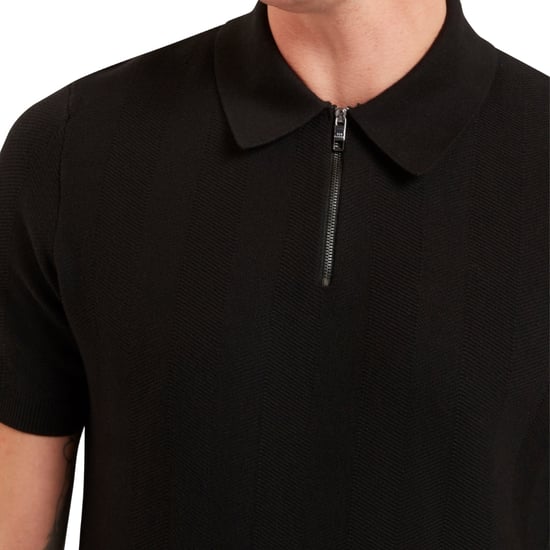 Polo Negro Con Cremallera Y Costura De Espiga De Ted Baker Fourd - Image 3