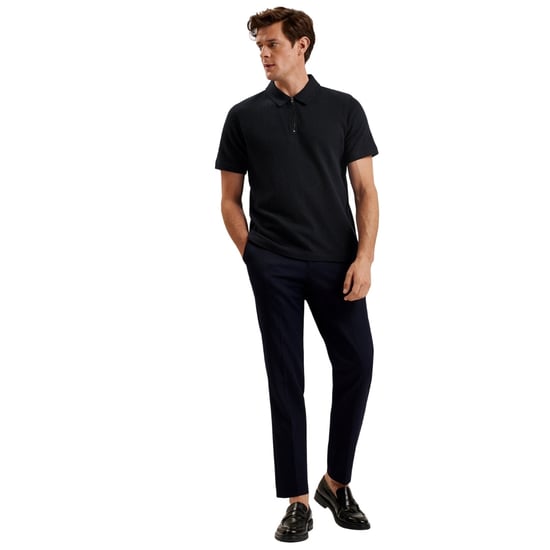 Polo Azul Marino Con Media Cremallera Texturizada Ted Baker Elgrave Regular - Image 3