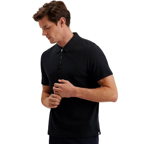 Polo Azul Marino Con Media Cremallera Texturizada Ted Baker Elgrave Regular - Image 5