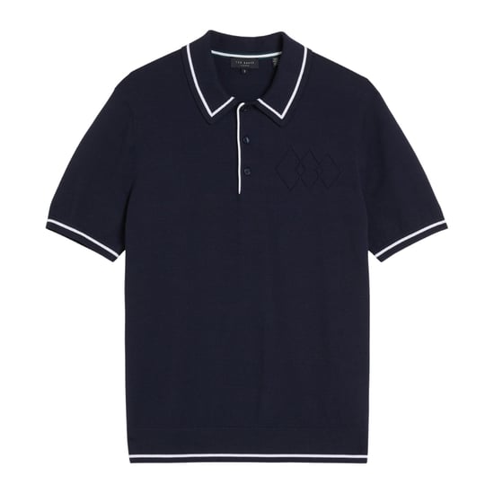 Polo Ted Baker Dunow Azul Marino Con Diseño De Rombos Calados - Image 1