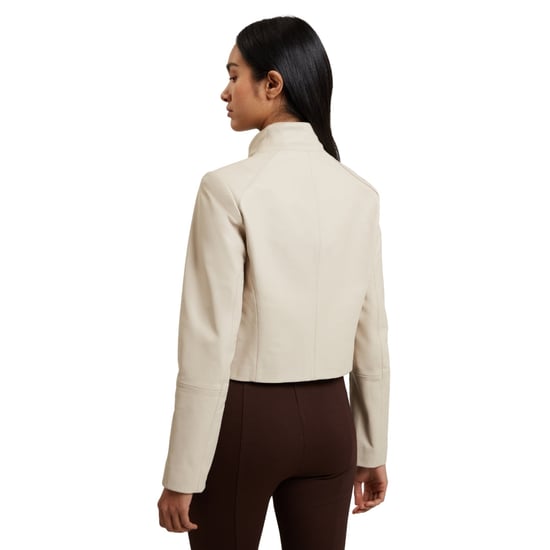 Chaqueta Cruzada Corta De Cuero Color Marfil De Ted Baker Riyoze - Image 2