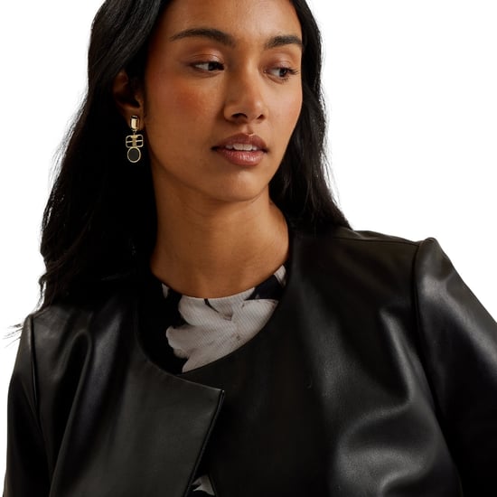 Chaqueta De Cuero Negra De Manga Corta Con Frente Abierto De Ted Baker Obino - Image 2